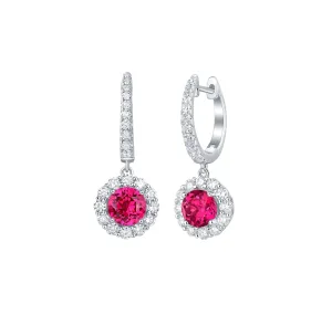 Lab Grown Diamond 3.25ctw Halo Drop Dangle Earrings <br> E-01922RUW
