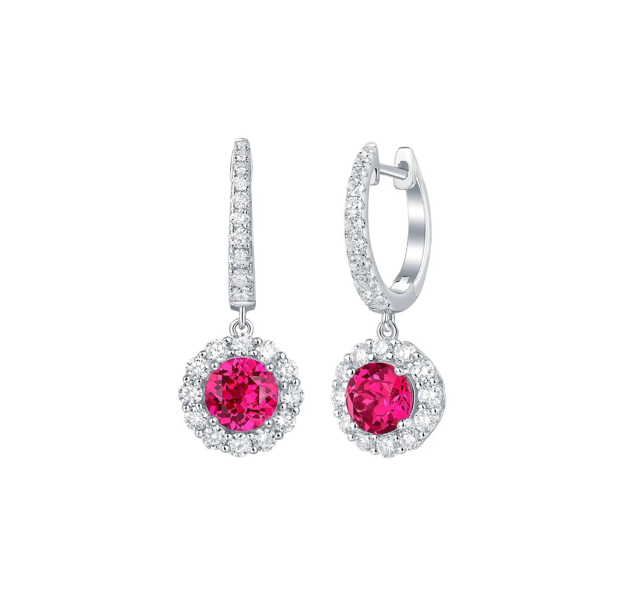 Lab Grown Diamond 3.25ctw Halo Drop Dangle Earrings <br> E-01922RUW
