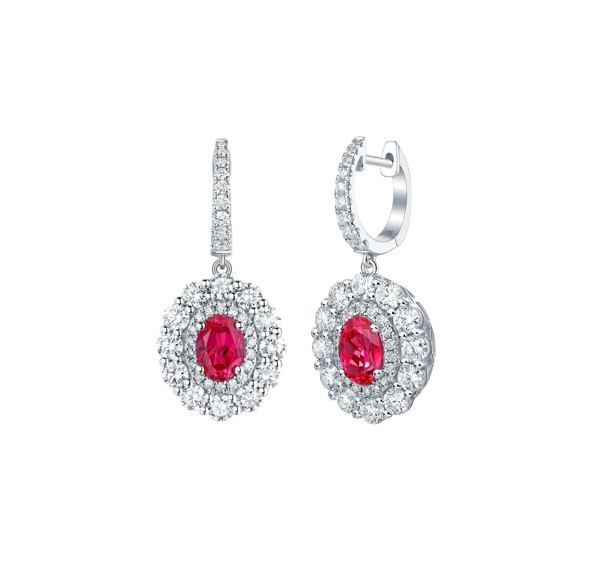 Lab Grown Diamond 4.65ctw Halo Drop Dangle Earrings <br> E-01910RUW