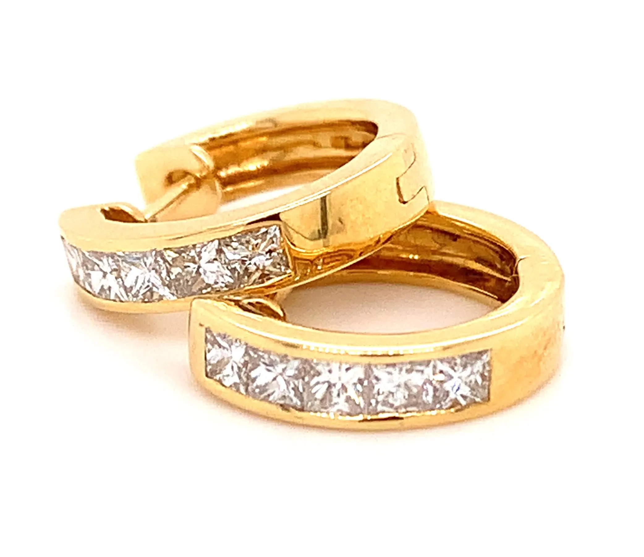 Ladies Princess Cut Diamond 0.59ctw Huggie Earrings