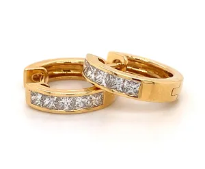 Ladies Princess Cut Diamond 0.59ctw Huggie Earrings
