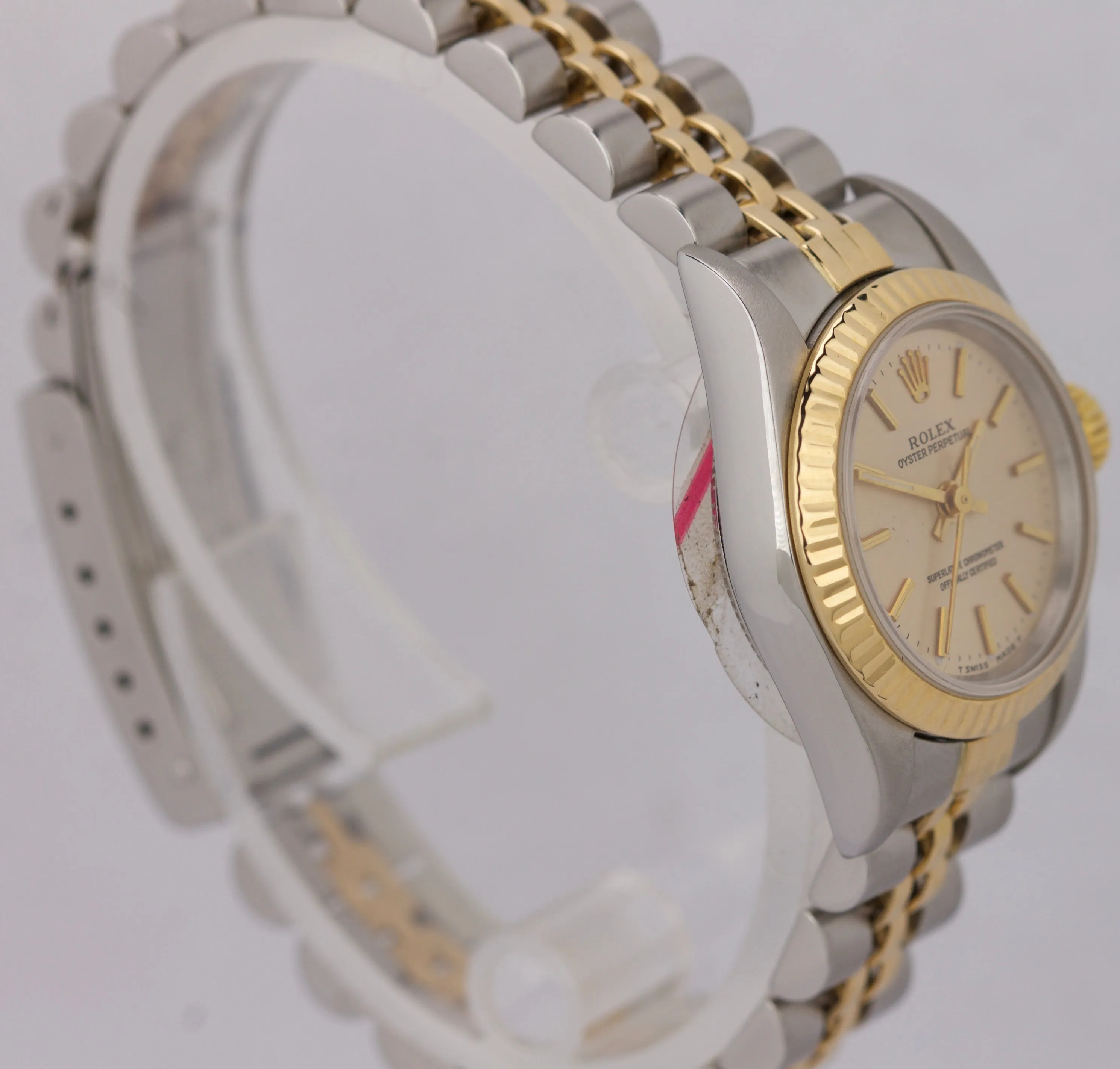Ladies Rolex Oyster Perpetual 24mm Silver Patina 67193 Two-Tone Jubilee Watch