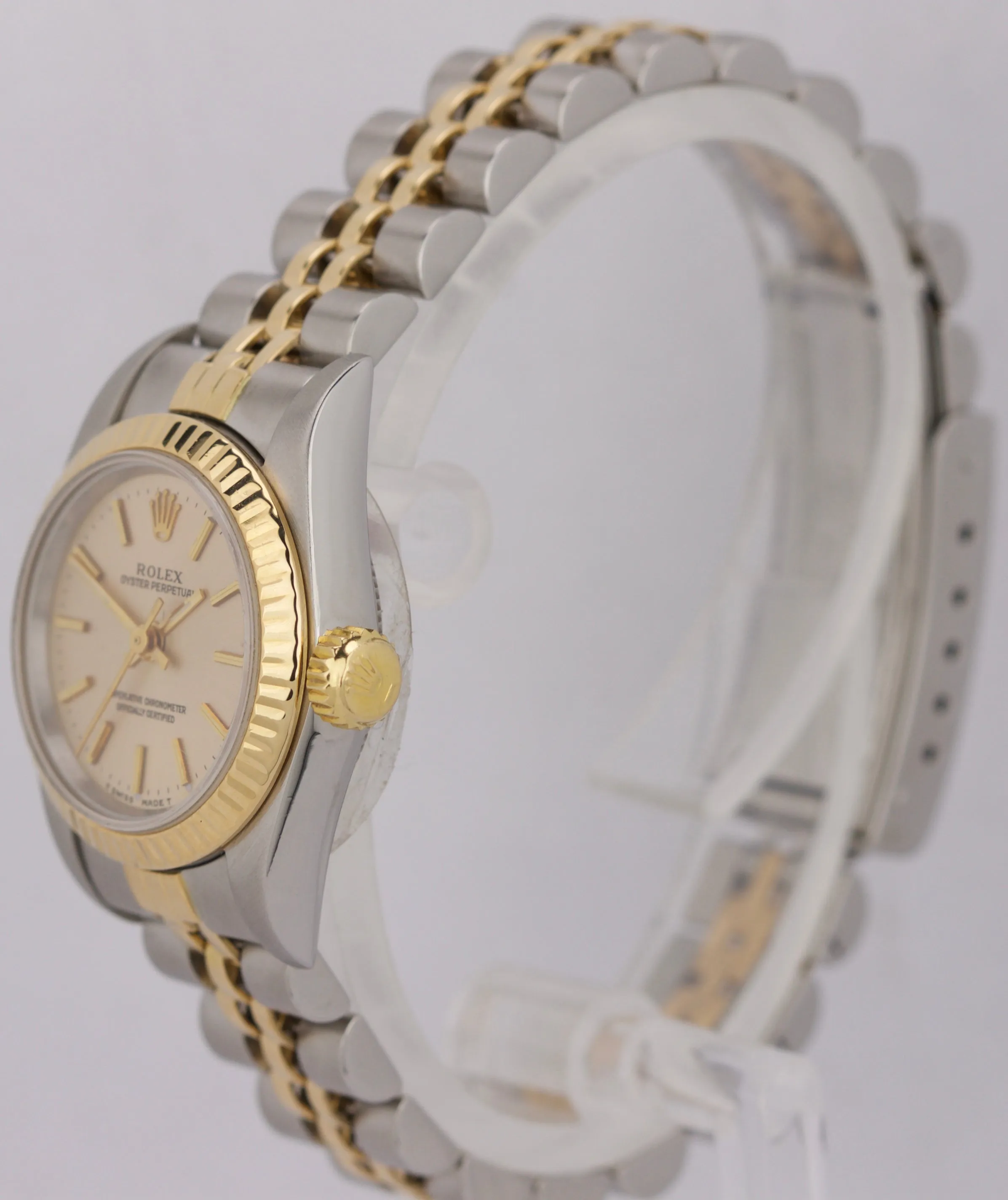 Ladies Rolex Oyster Perpetual 24mm Silver Patina 67193 Two-Tone Jubilee Watch
