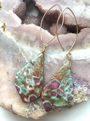 Large Statement Ruby in Fushite Earrings - Raw Crystal Stone Earrings - Ruby Jewelry - July Birthstone - Gift For Her