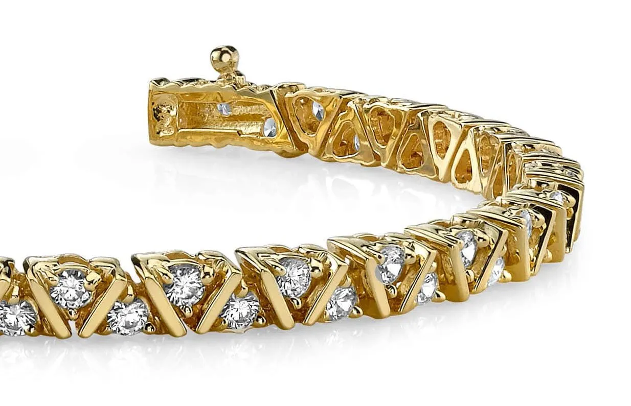 Leaning Fence Diamond Bracelet with 5.06 ct.(finished) 3.1mm