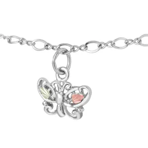 Lil Butterfly Ankle - Sterling Silver Black Hills Gold Bracelet