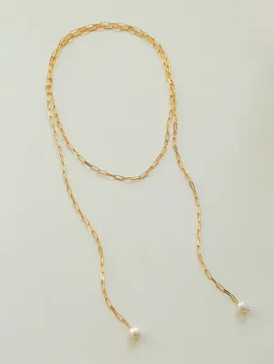 Long Geometric Chain Pearl Necklace Type K