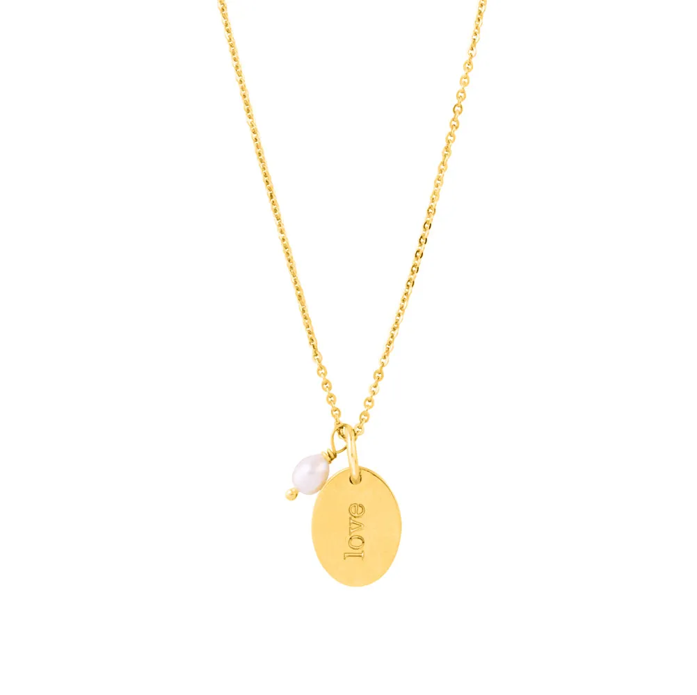 Love & Pearl Necklace in Gold