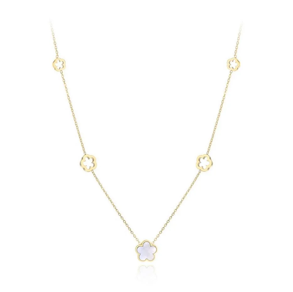 Lucky Mother of Pearl Clover Gold Necklace  – Maestro Hennessy®