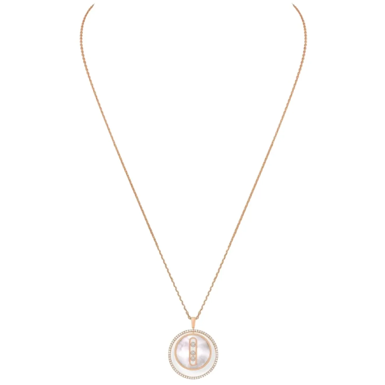 Lucky Move 18K Rose Gold Mother-Of-Pearl Petite Model Diamond Necklace