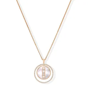 Lucky Move 18K Rose Gold Mother-Of-Pearl Petite Model Diamond Necklace