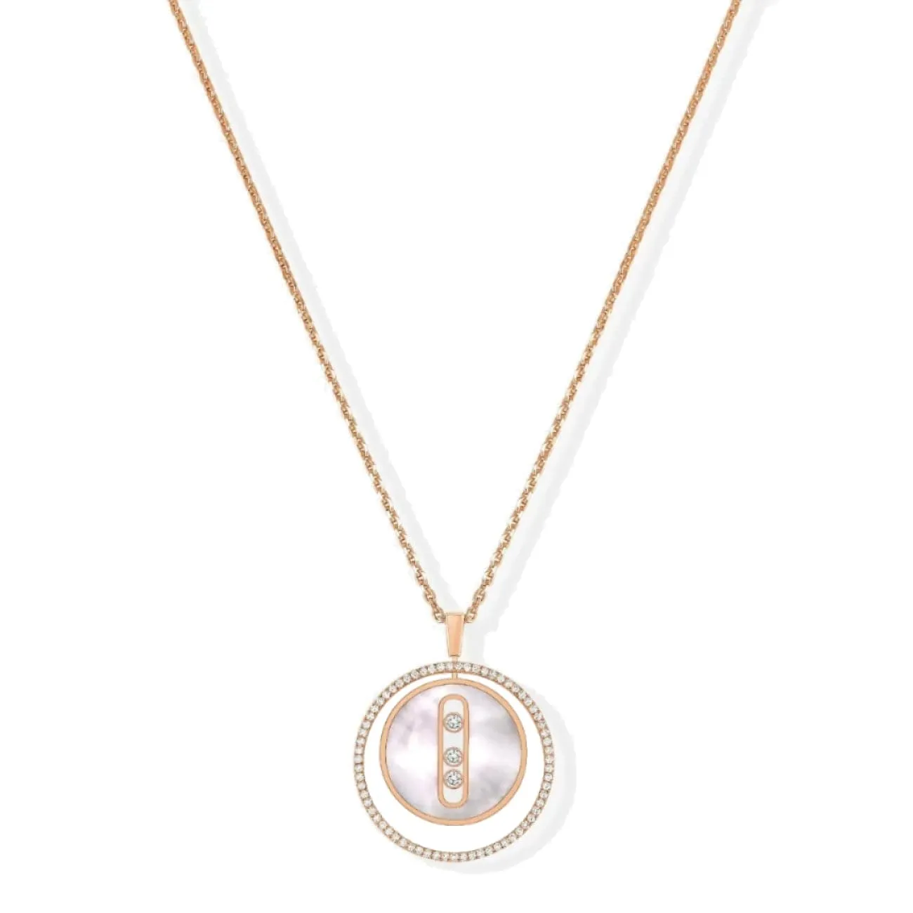 Lucky Move 18K Rose Gold Mother-Of-Pearl Petite Model Diamond Necklace