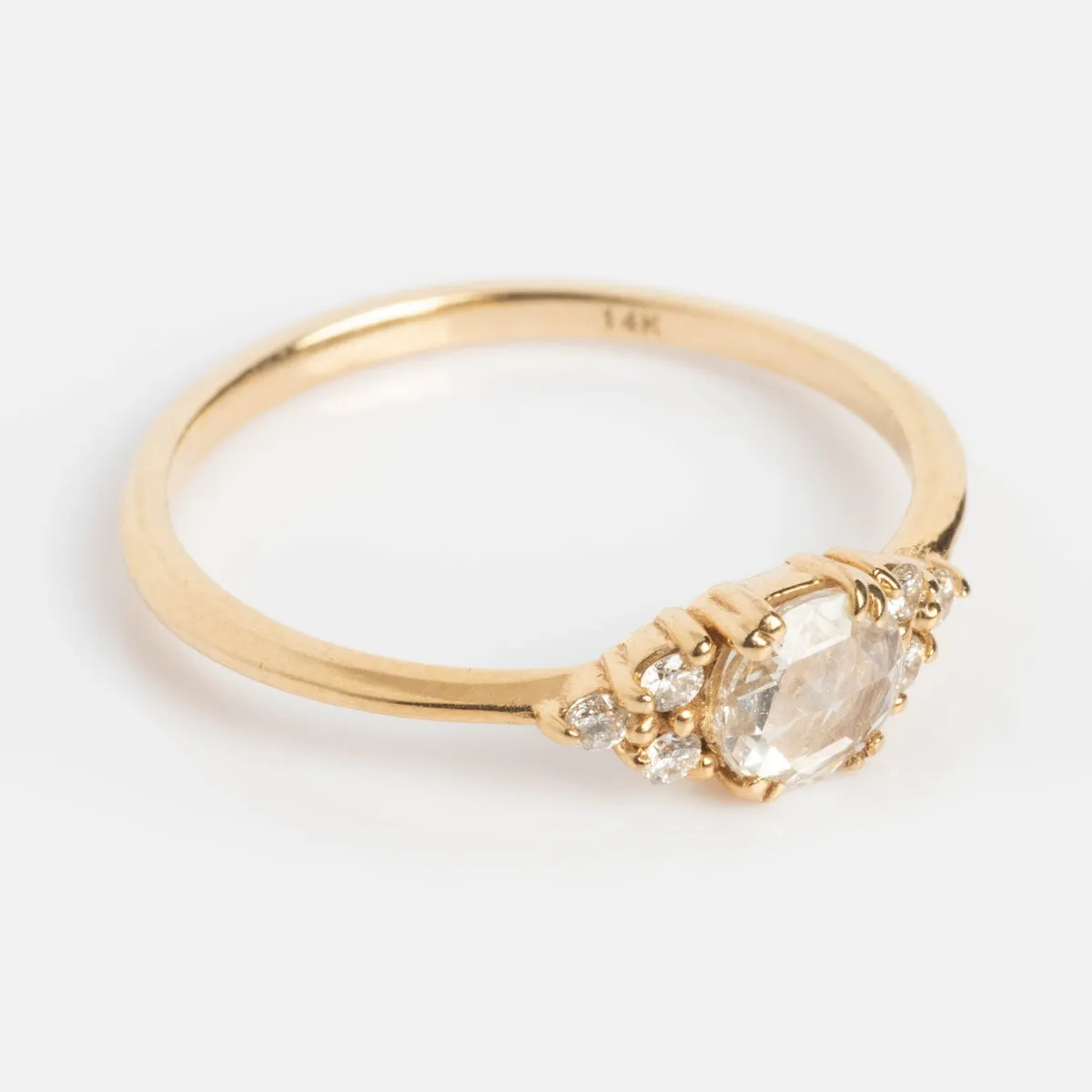 Lune Ring with Rose Cut Diamond