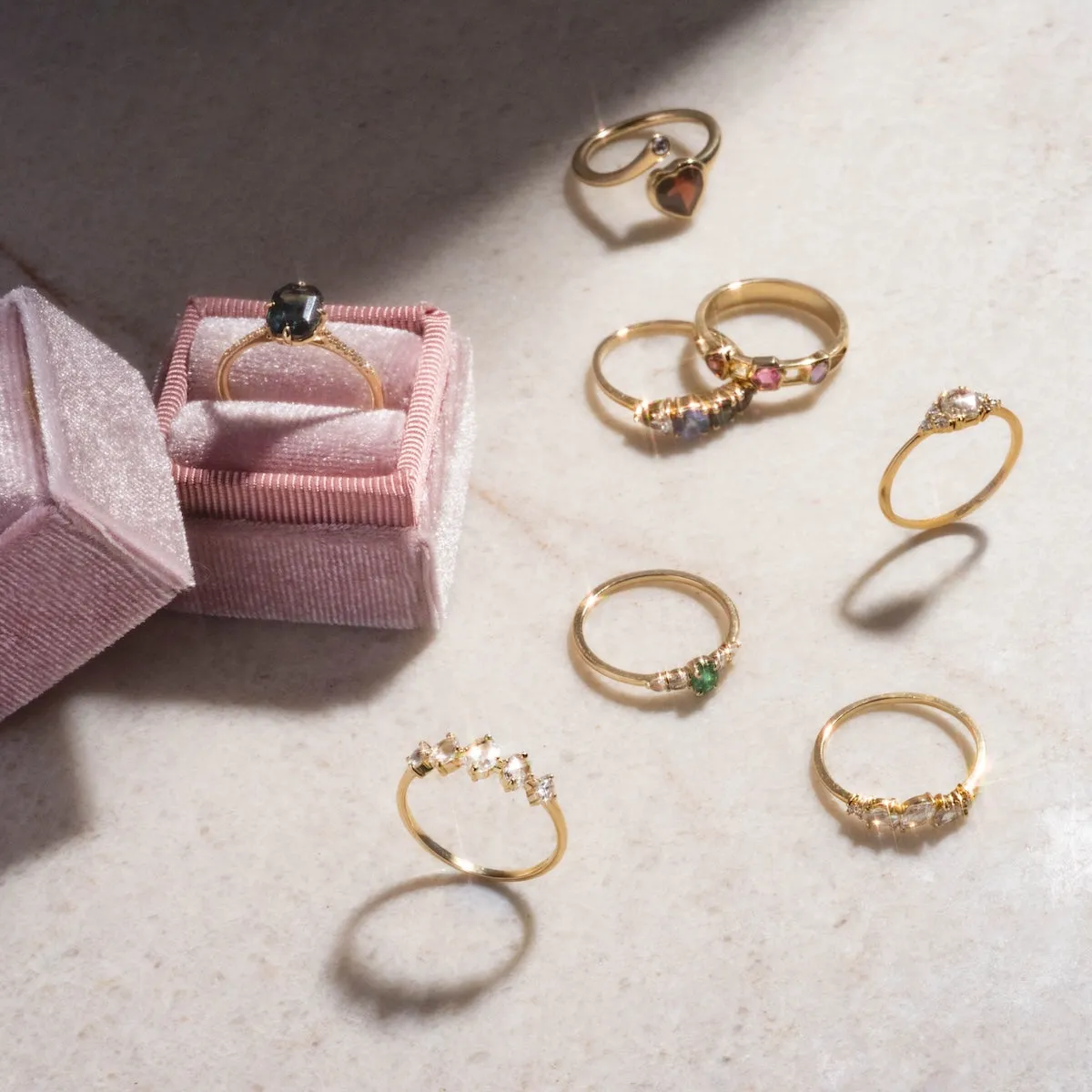 Lune Ring with Rose Cut Diamond