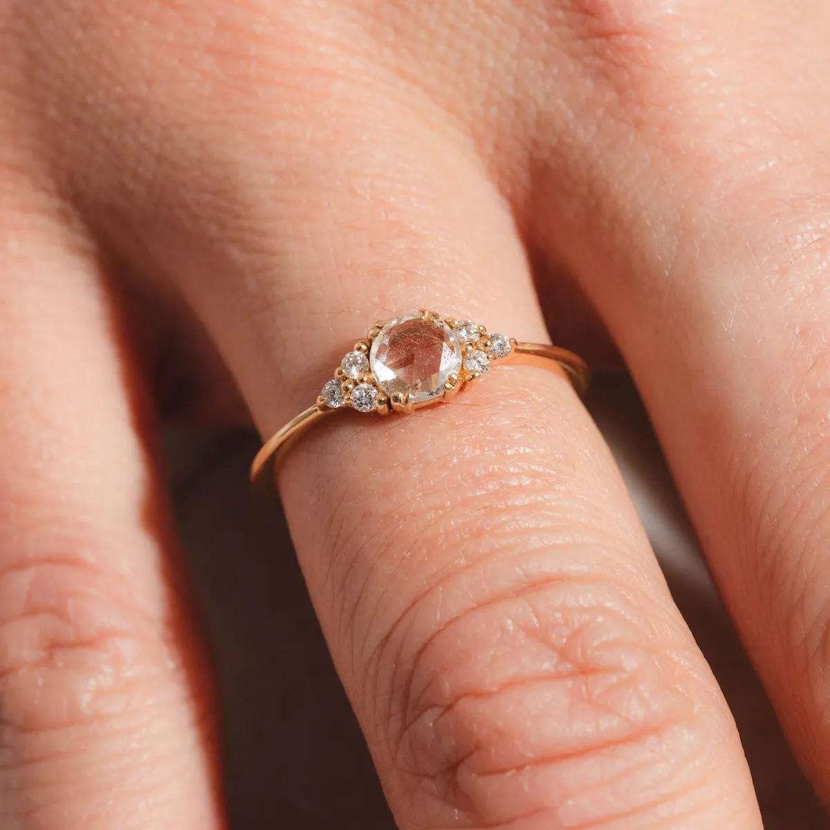 Lune Ring with Rose Cut Diamond