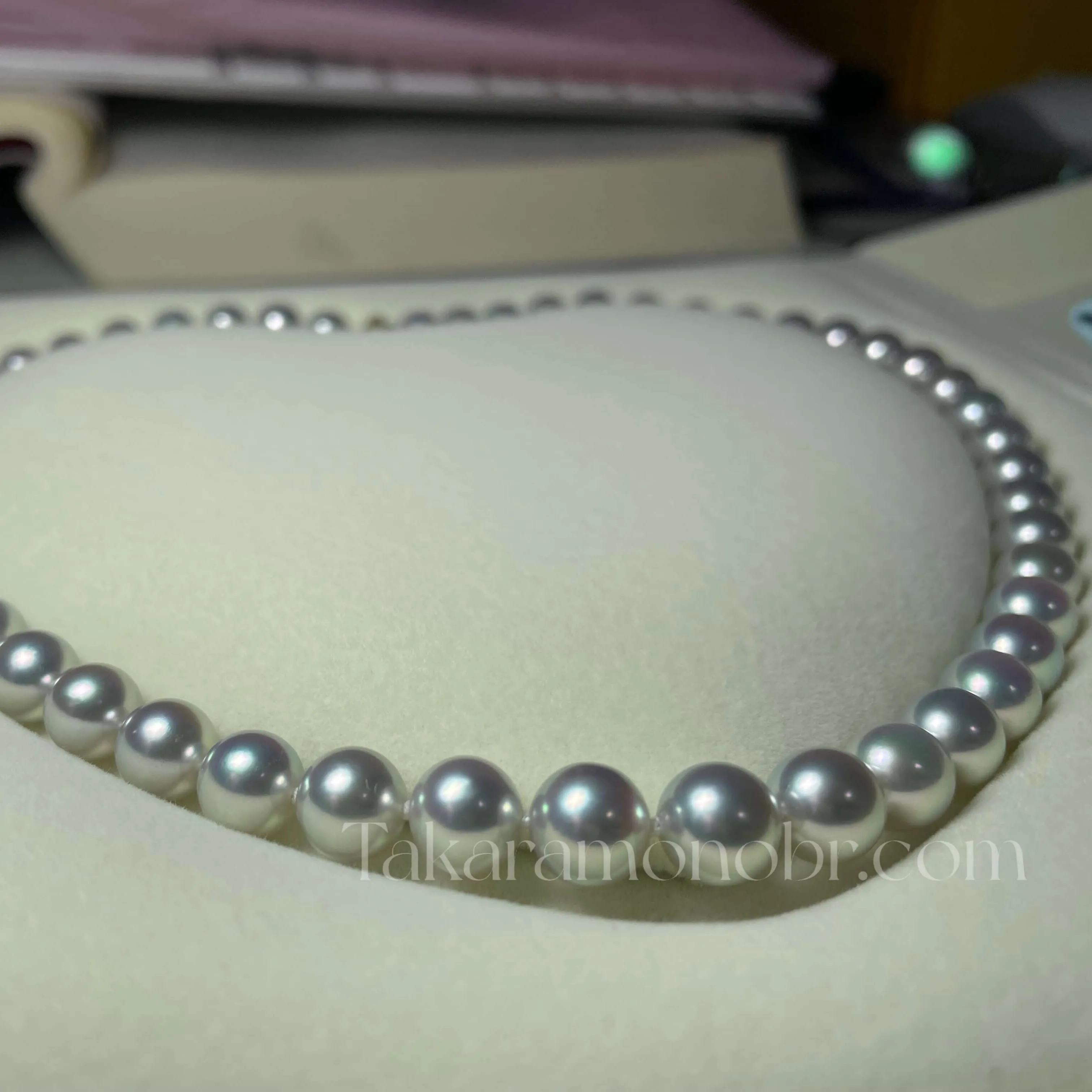 MADAMA | 真多麻 | 8.0-8.5 mm Natural Silver-Blue Akoya Pearl Necklace - PSL Certificate