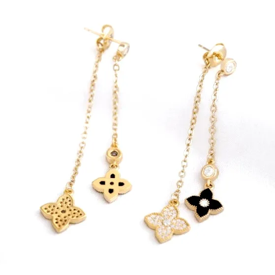 Magical Gold 4 Leaf Clover Petit Two in One Drop Earrings – Maestro Hennessy ®