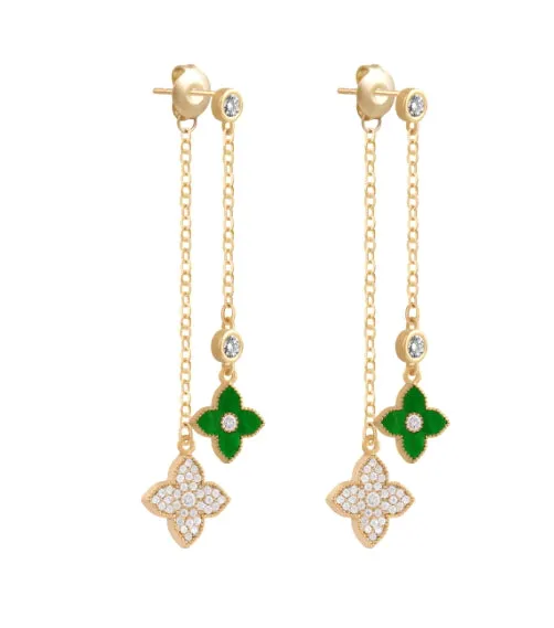 Magical Gold 4 Leaf Clover Petit Two in One Drop Earrings – Maestro Hennessy ®