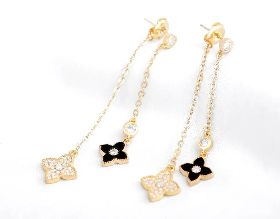 Magical Gold 4 Leaf Clover Petit Two in One Drop Earrings – Maestro Hennessy ®