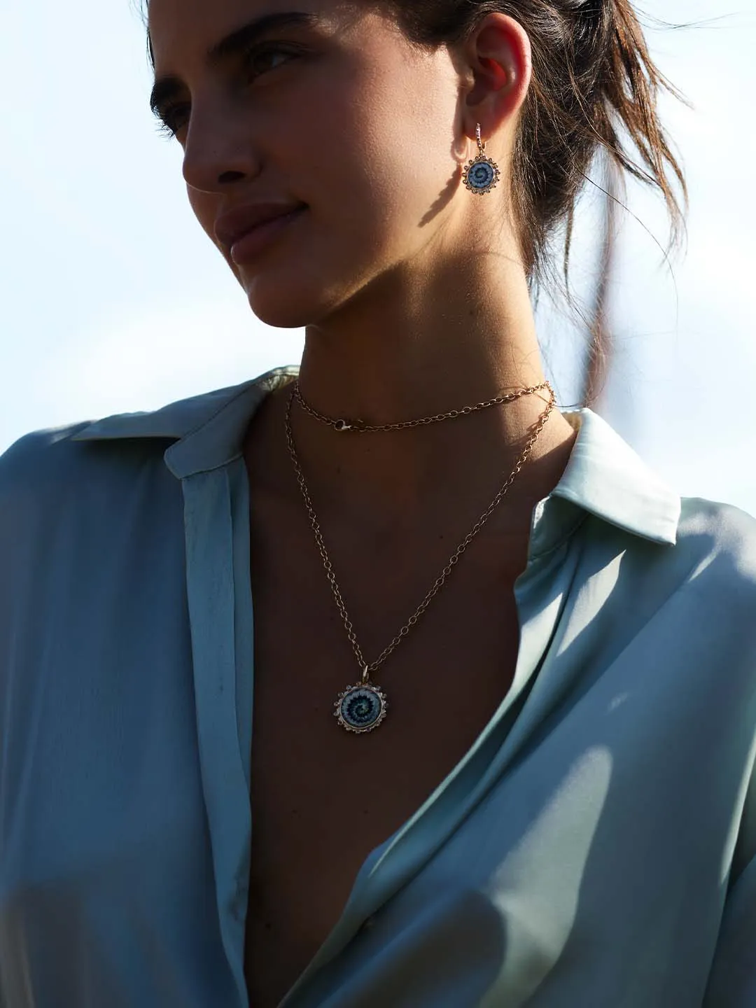 Mandala Tie Dye Necklace Blue