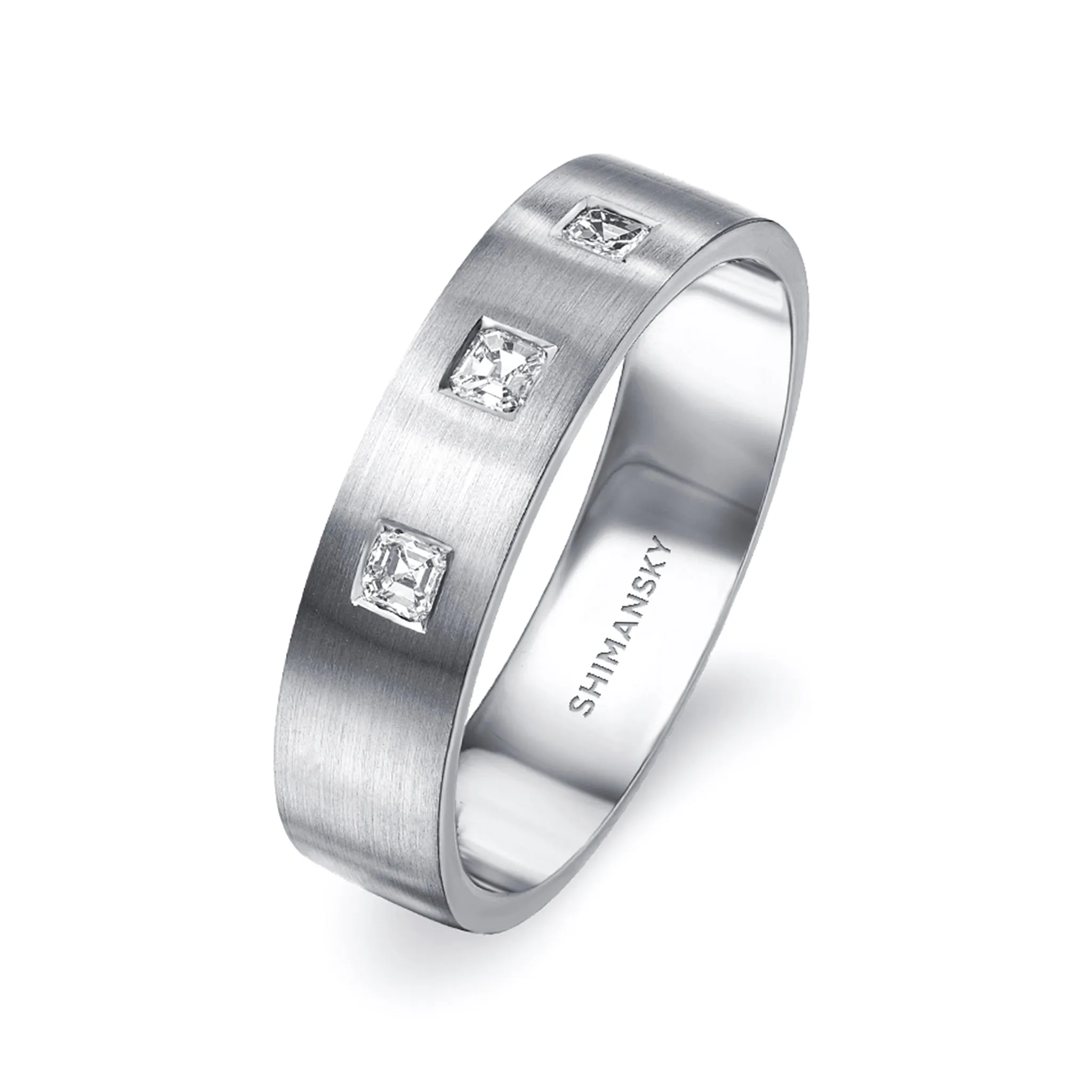 Max-Line Trio Square Diamond Wedding Band