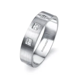 Max-Line Trio Square Diamond Wedding Band