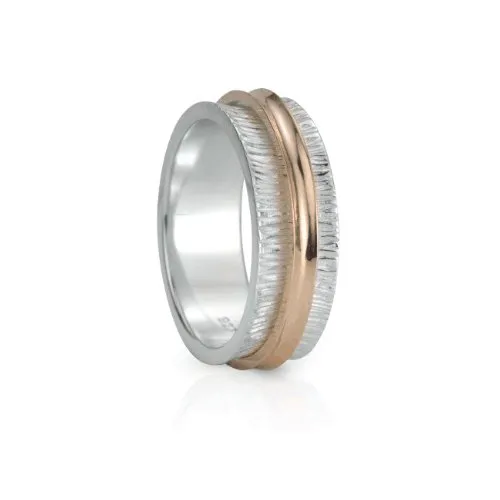 Meditation Ring Desire Sterling Silver and 9K Rose Gold Plated Spinning Band