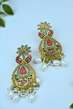 Meherbaan Kundan Pearl Drop Earrings