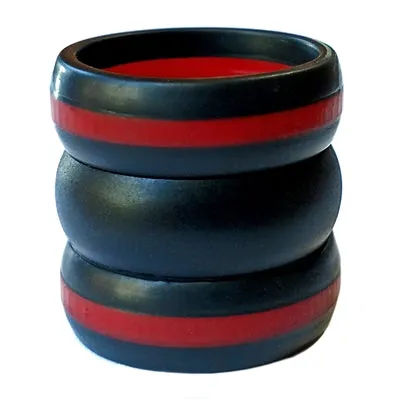 Men's 8mm Red Line Combo Silicone Bands, Size 11 (91635)