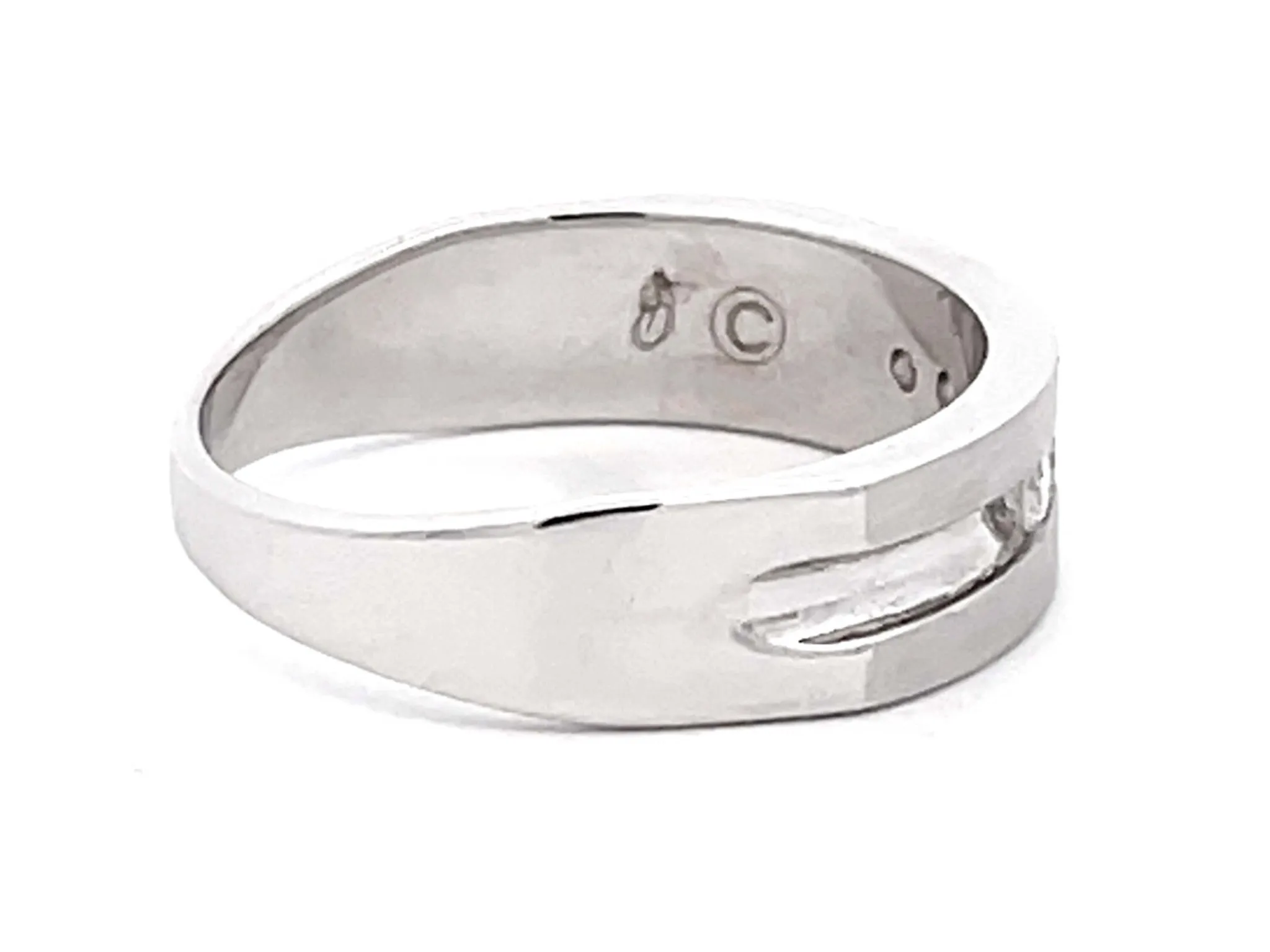 Mens Diamond Band Ring Matte Finish 14k White Gold