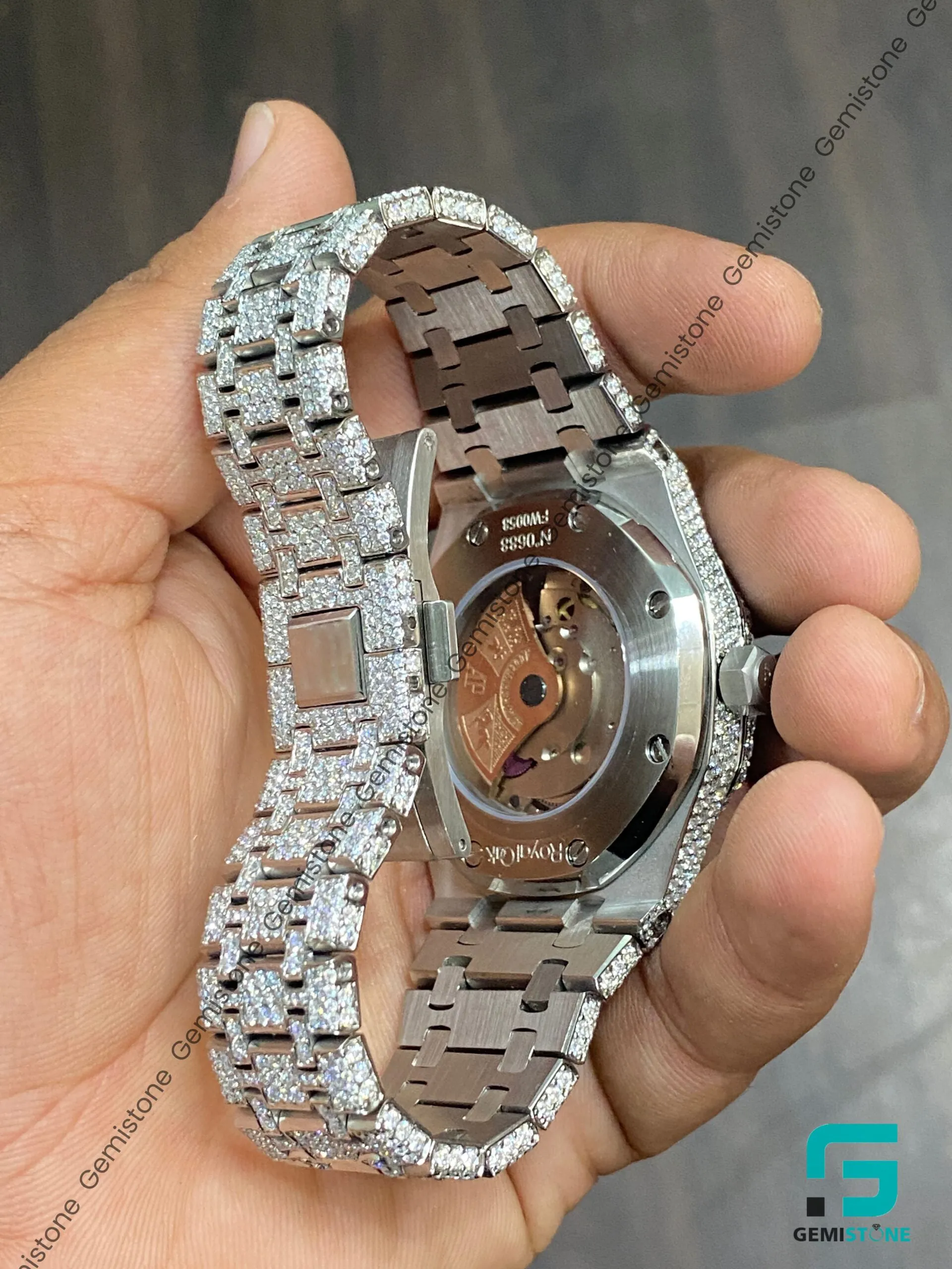 Men's Fully Iced Out Moissanite Diamond Colorful Dial Watch