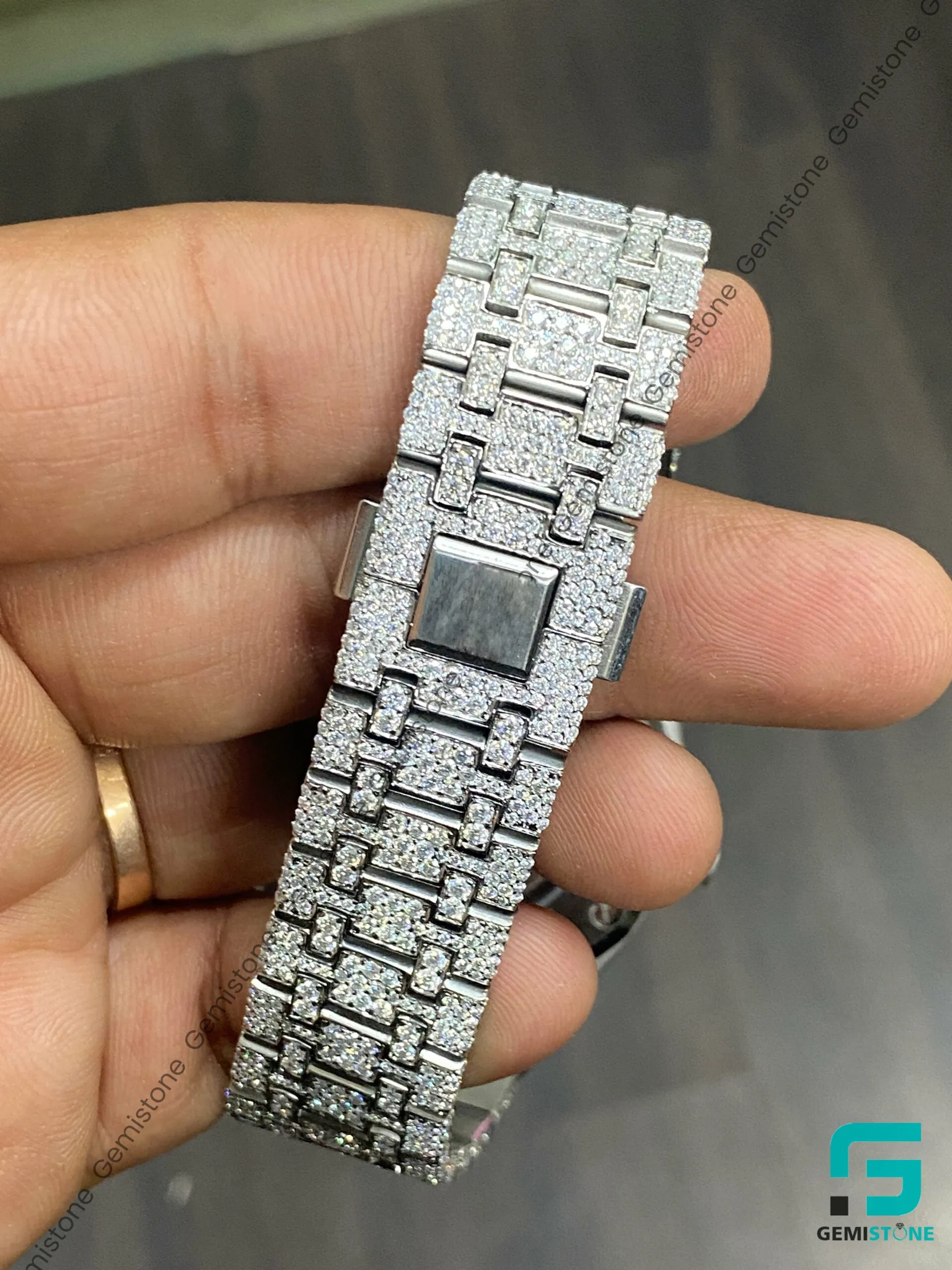 Men's Fully Iced Out Moissanite Diamond Colorful Dial Watch