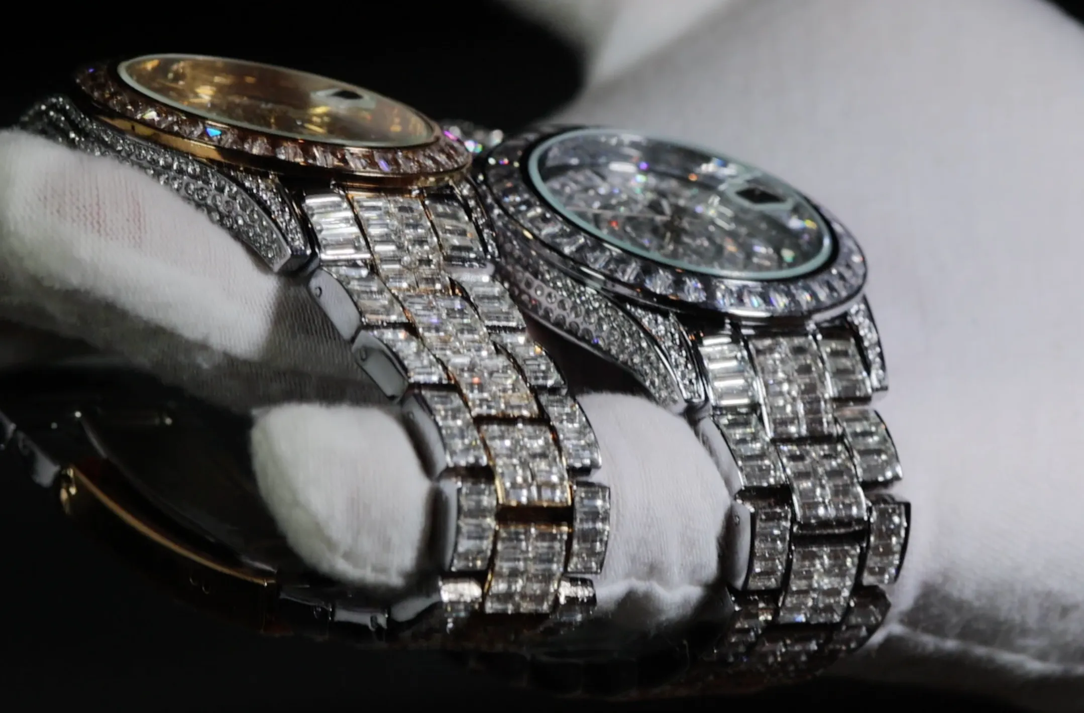 Mens Iced Out Watch | Hip Hop Baguette Diamond Watch | Baguette Diamond Watch