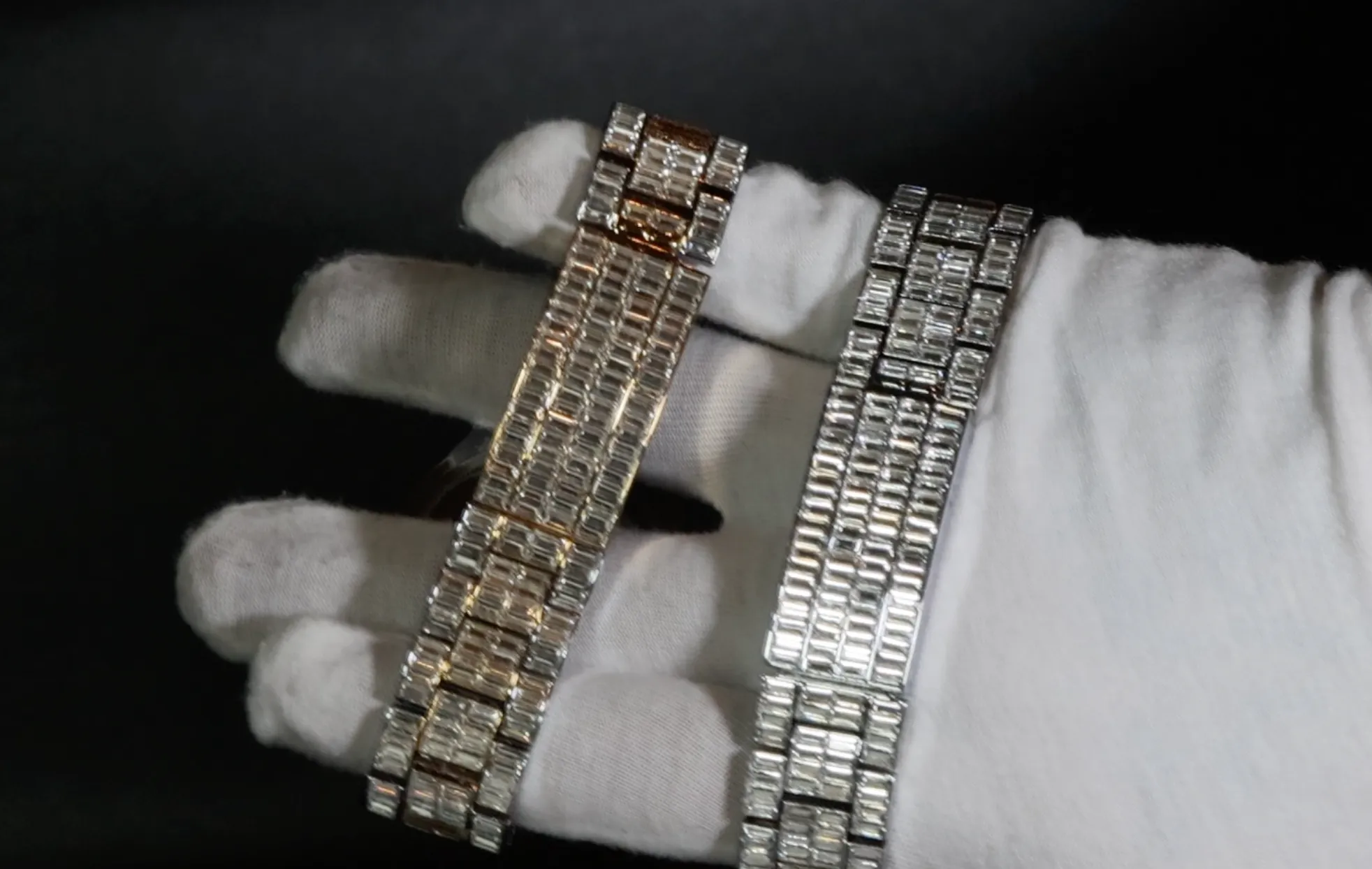 Mens Iced Out Watch | Hip Hop Baguette Diamond Watch | Baguette Diamond Watch