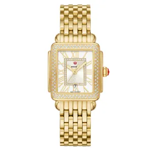 Michele Deco Madison Mid Yellow Gold Diamond Watch - MW06G01B0018