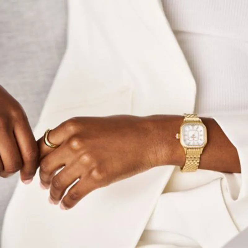 Michele Meggie 18k Gold-Plated Stainless Steel Diamond Dial Watch - MWW33B000003