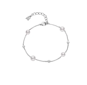 Mikimoto 6.5mm Akoya Cultured Pearl and Diamond Station Bracelet