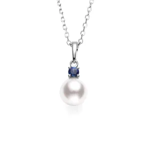 Mikimoto Akoya Pearl and Blue Sapphire Accent Necklace