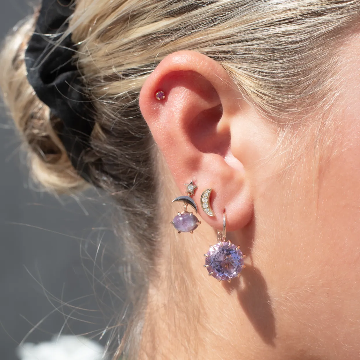 Mini Cosmo Ruby Kyanite Drop Earrings