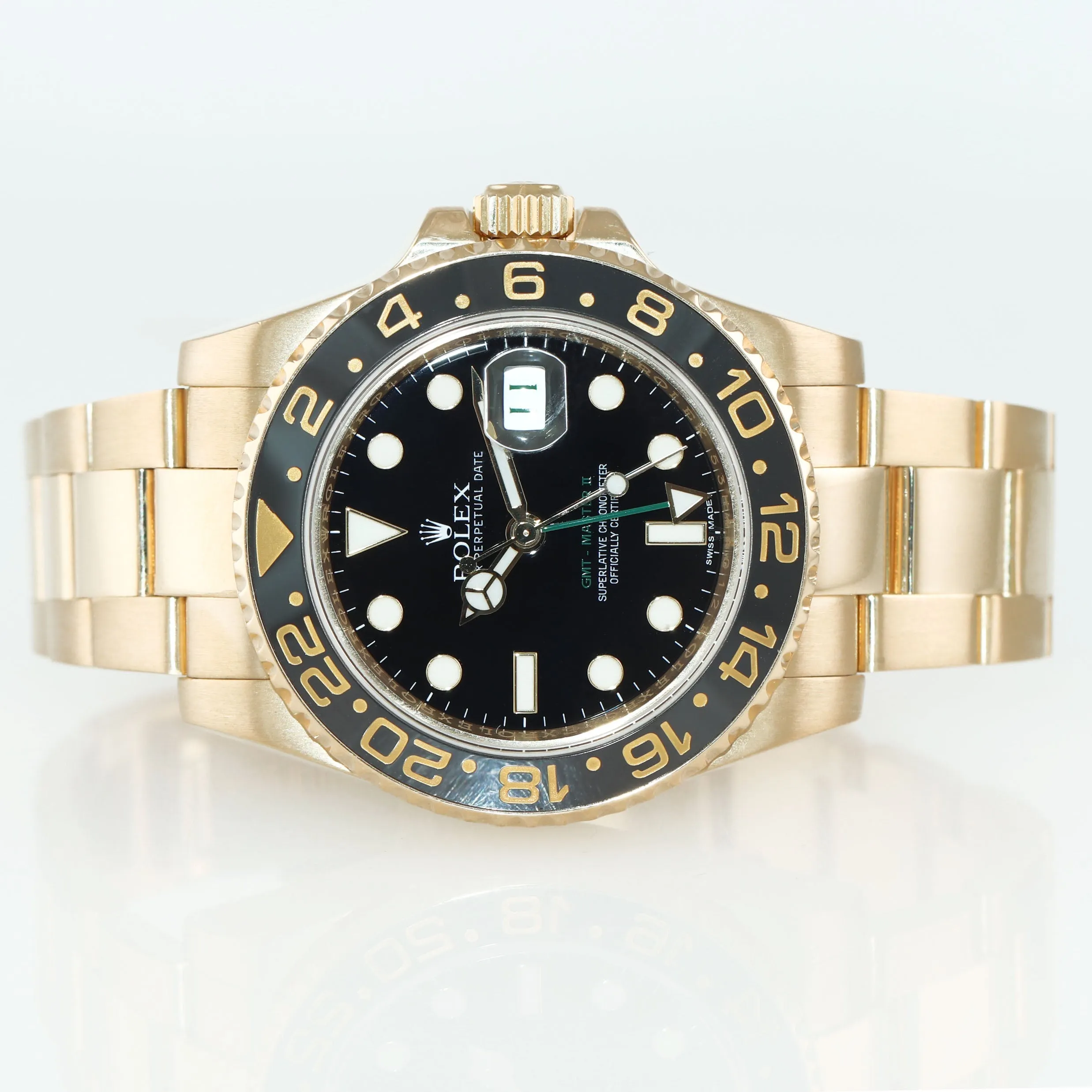 MINT Rolex GMT-Master 2 Ceramic Black 116718 18k Yellow Gold 40mm Watch