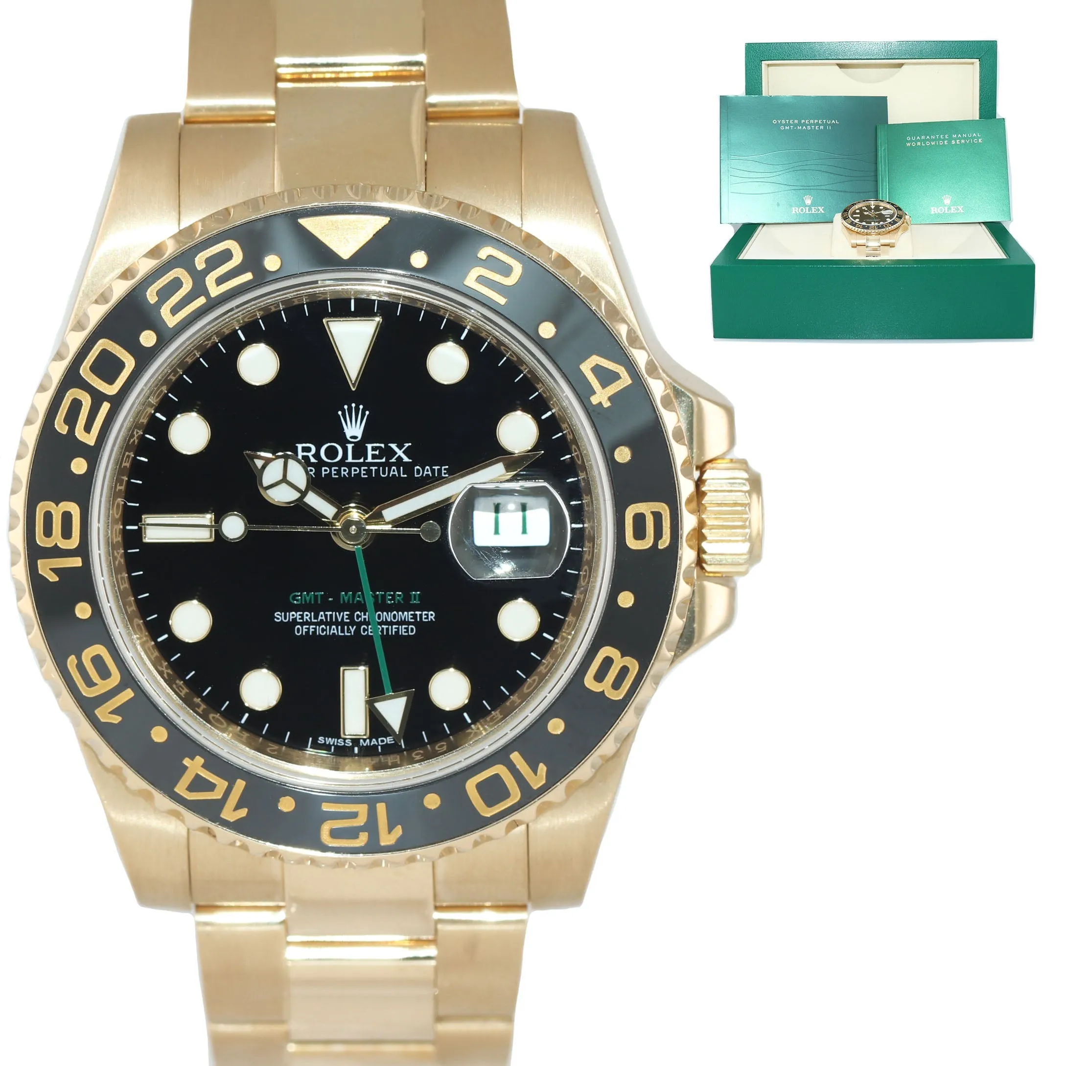 MINT Rolex GMT-Master 2 Ceramic Black 116718 18k Yellow Gold 40mm Watch