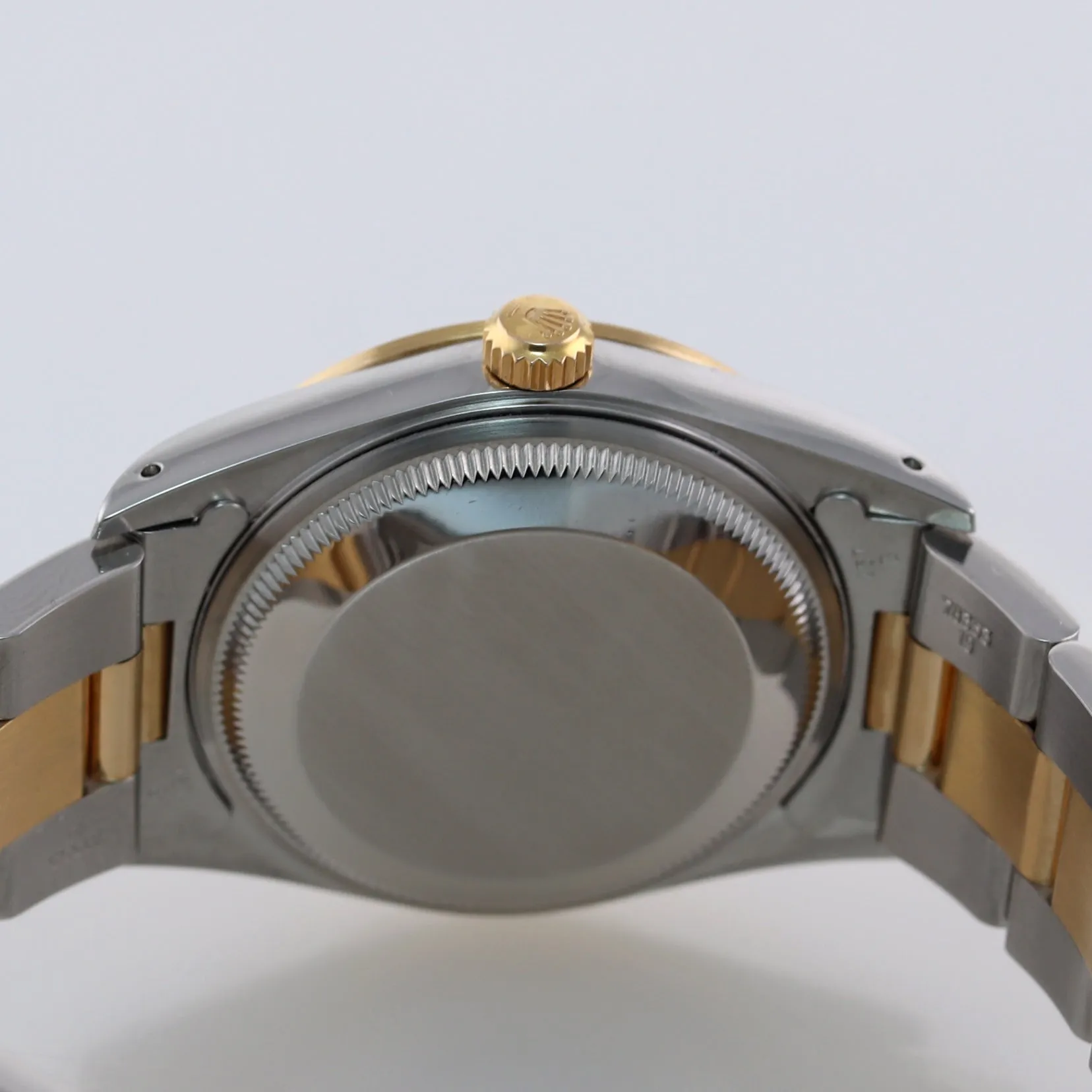 MINT Rolex Oyster Date 18k Gold Steel Two Tone Blue Dial 34mm 15203 Watch Box