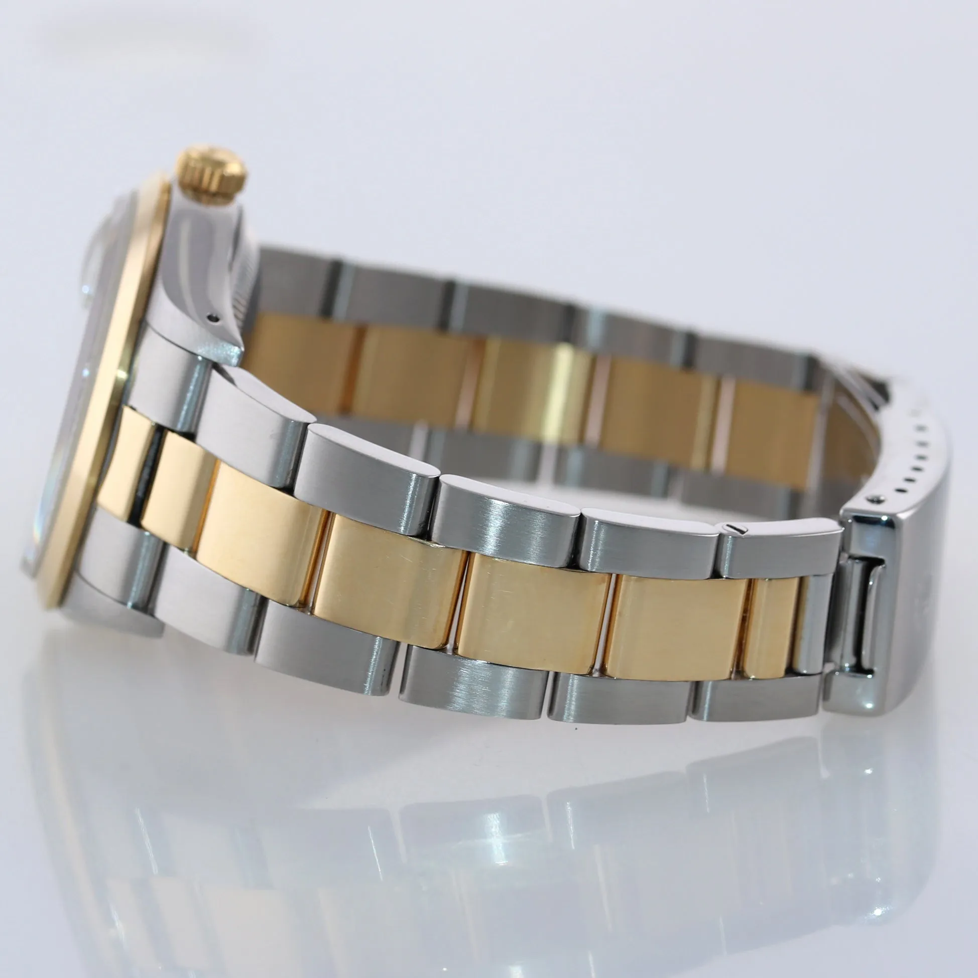 MINT Rolex Oyster Date 18k Gold Steel Two Tone Blue Dial 34mm 15203 Watch Box