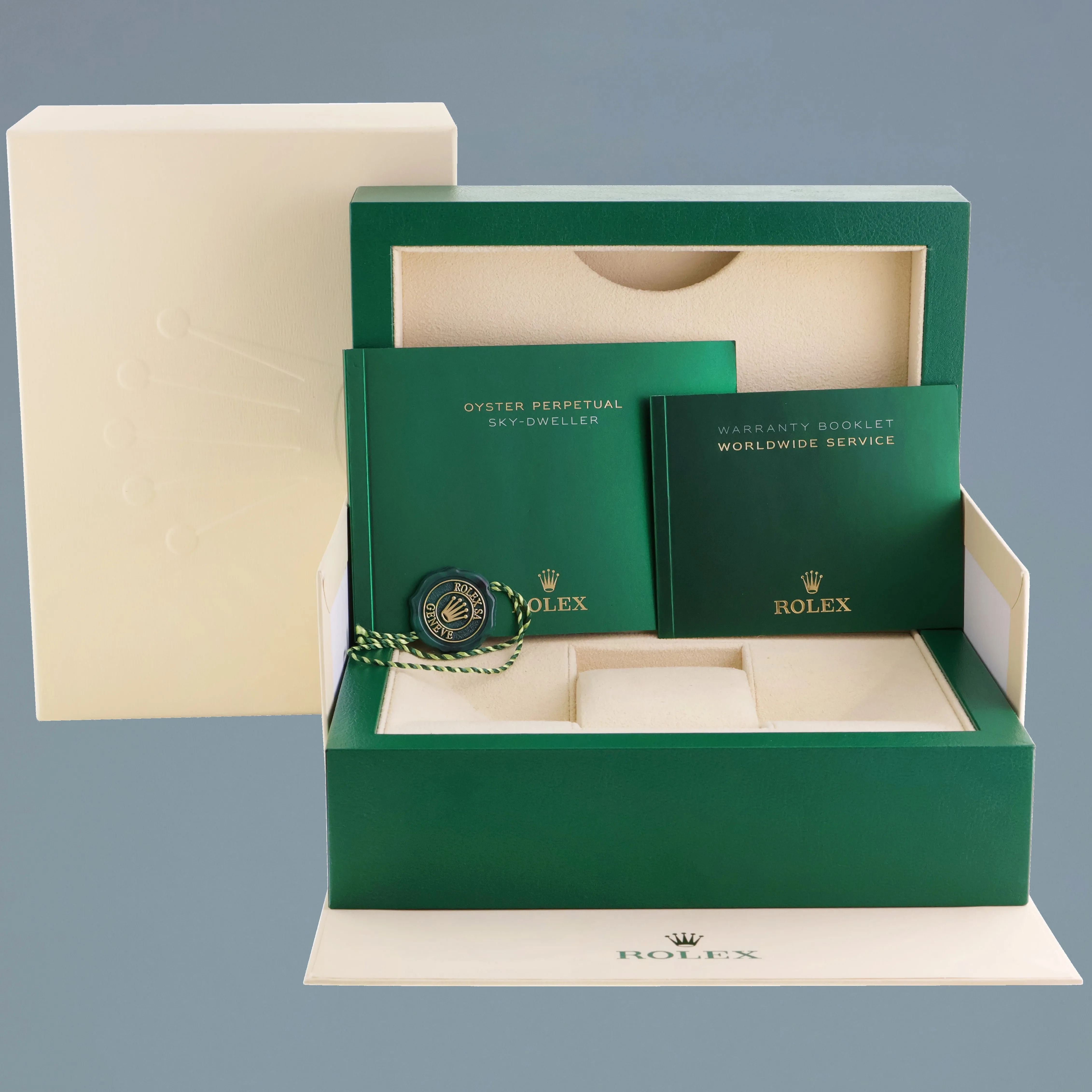 MINT Rolex Sky-Dweller Yellow Gold 44mm Black Dial 326938 Watch Box