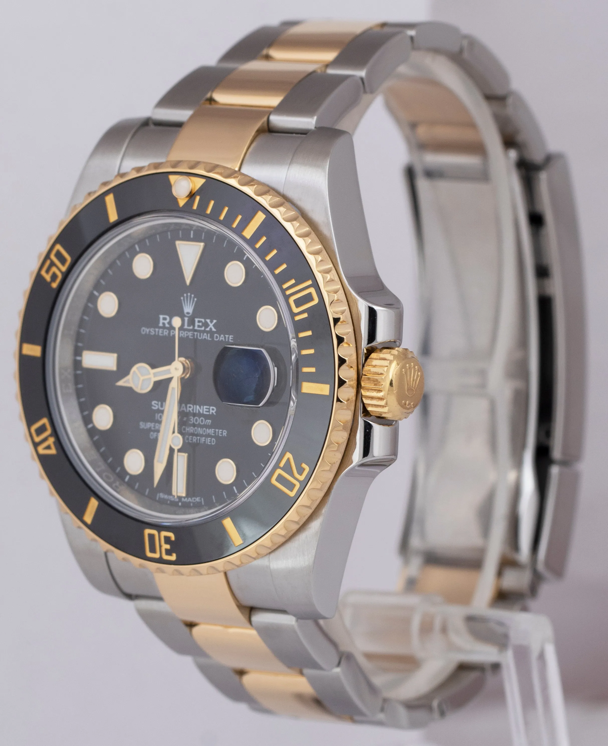 MINT Rolex Submariner Date Ceramic Two-Tone Stainless Gold Black Watch 116613 LN