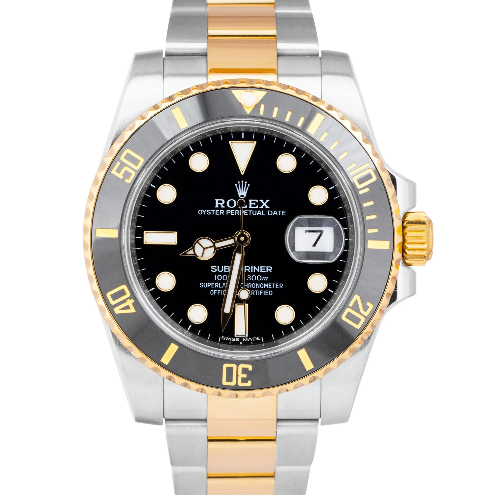 MINT Rolex Submariner Date Ceramic Two-Tone Stainless Gold Black Watch 116613 LN