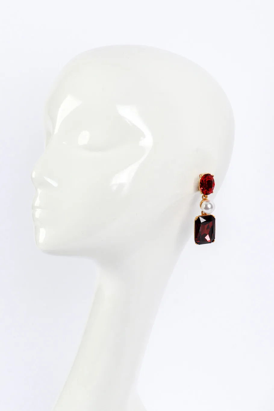 Mismatched Reds Crystal Drop Earrings
