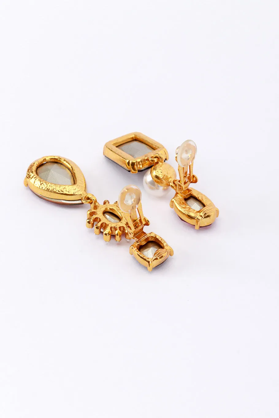Mismatched Reds Crystal Drop Earrings