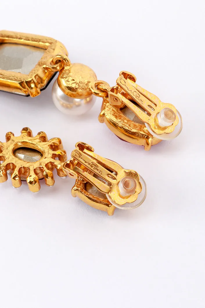 Mismatched Reds Crystal Drop Earrings