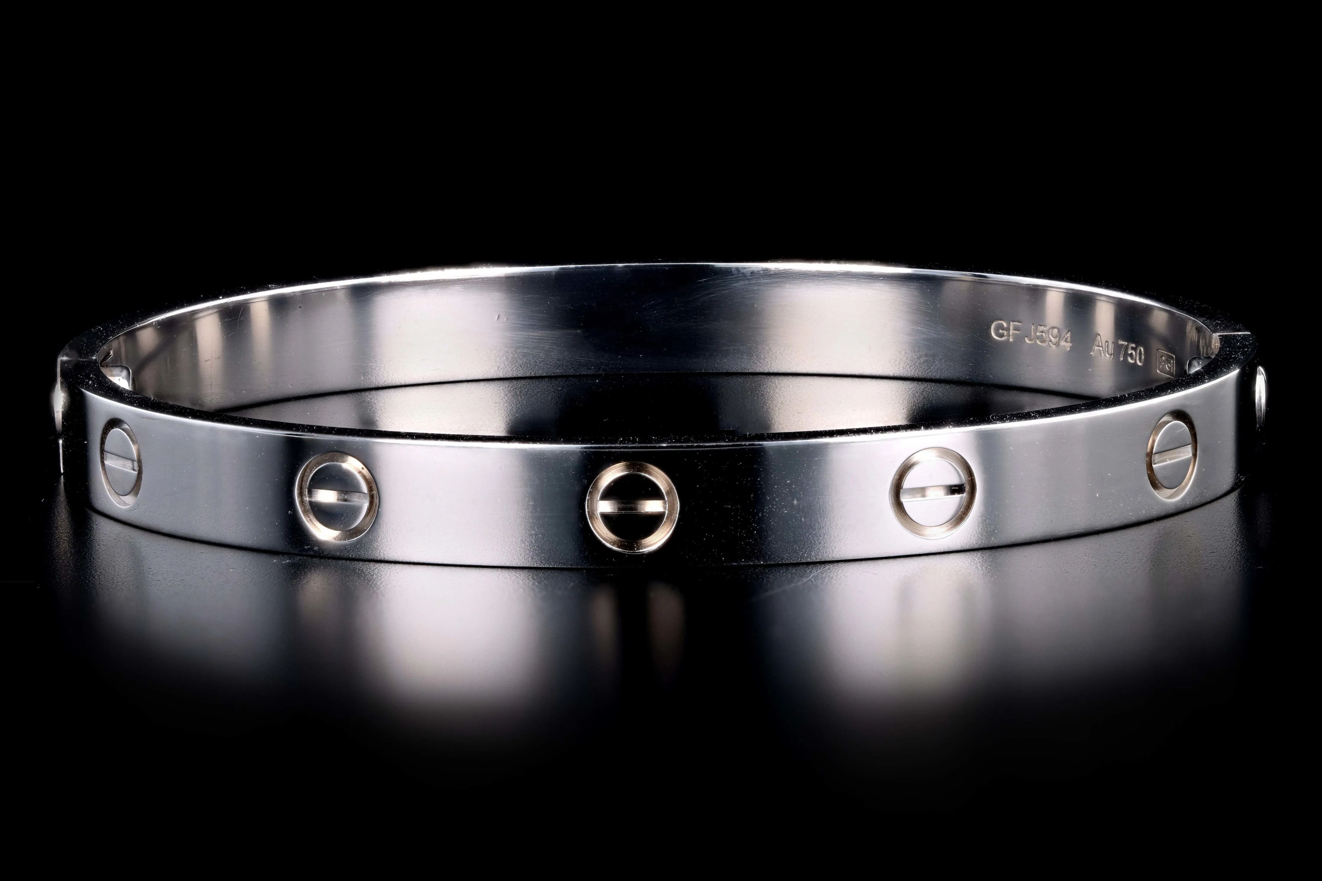 Modern Cartier 18K White Gold Love Bracelet Size 17